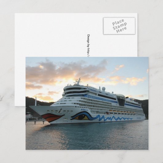 AIDAluna Cruise Ship in Road Town on Tortola Briefkaart (Voorkant / Achterkant)