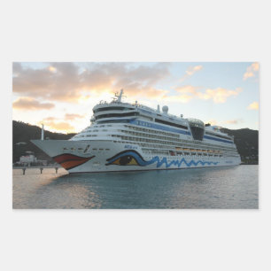 AIDAluna Cruise Ship in Road Town on Tortola Rechthoekige Sticker