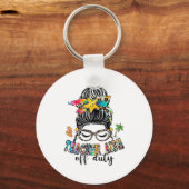 Aide Off Duty Messy Bun Laatste Dag van de School Sleutelhanger (Voorkant)