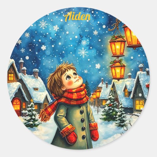 AIDEN ~ 3D! Goud, rood en groen Ronde Sticker (Voorkant)