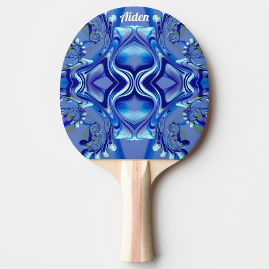 AIDEN ~ Blue Streak ~ Original Fractal ~ Ping Pong Tafeltennisbatje (Voorkant)