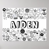 'AIDEN' Color-it-Yourself-contourontwerp Poster (Voorkant)