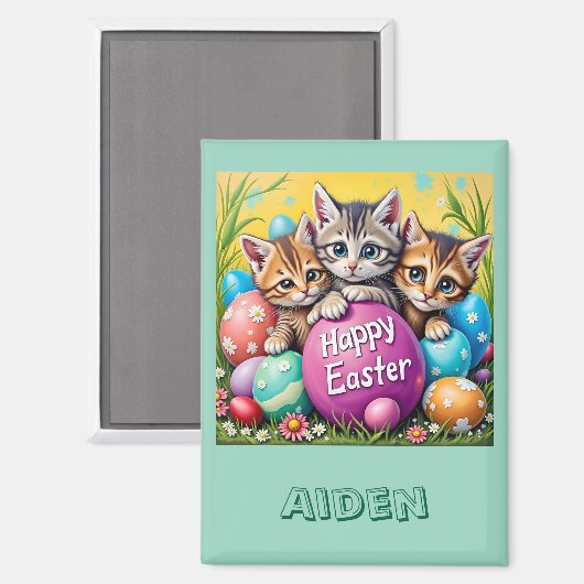 AIDEN ~ EASTER KITTENS Easter Eggs~  Magnet (Voorkant / Achterkant)