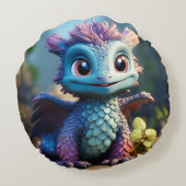 Aiden, een grillig Dragon Schort Rond Kussen (Achterkant)