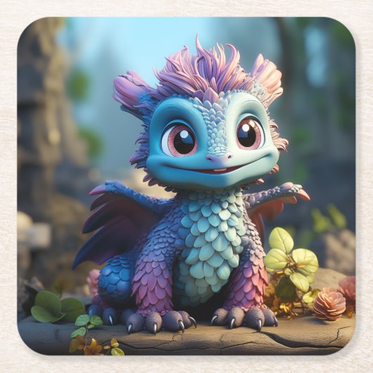 Aiden, een grillige draak kartonnen onderzetters (Voorkant)