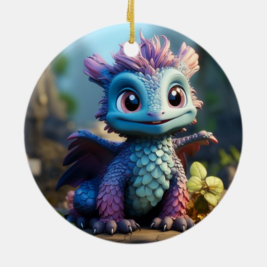 Aiden, een grillige draak keramisch ornament (Achterkant)