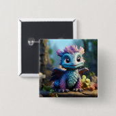 Aiden, een grillige draak vierkante button 5,1 cm (Voorkant /achterkant)