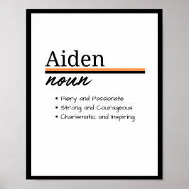 Aiden, jongen gepersonaliseerde naam definitie poster