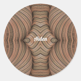 AIDEN ~ tinten van bruine fractal ~ Ronde Sticker