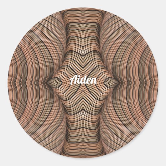 AIDEN ~  tinten van bruine fractal ~ Ronde Sticker (Voorkant)