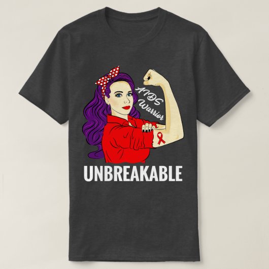 Aids Awareness HIV-infectie Warrior Onbreekbaar T-shirt (Design voorkant)