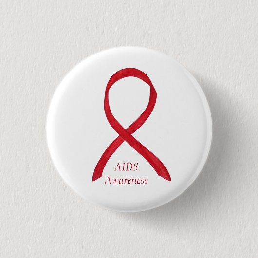AIDS Awareness Ribbon Custom Art Pin Ronde Button 3,2 Cm (Voorkant)