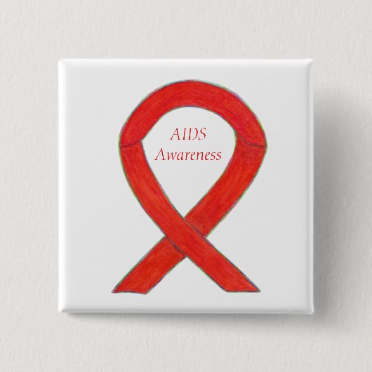 AIDS Awareness Ribbon Custom Art Pin Vierkante Button 5,1 Cm (Voorkant)