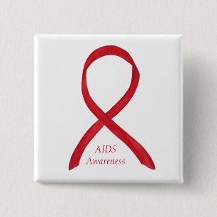 AIDS Awareness Ribbon Custom Art Pin Vierkante Button 5,1 Cm