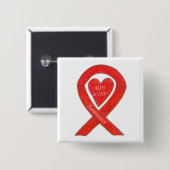 AIDS en HIV Awareness Heart Ribbon Gepersonaliseer Vierkante Button 5,1 Cm (Voorkant /achterkant)