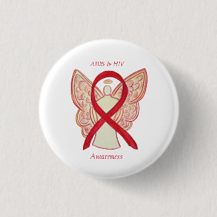 AIDS en HIV Awareness Ribbon Angel Gepersonaliseer Ronde Button 3,2 Cm