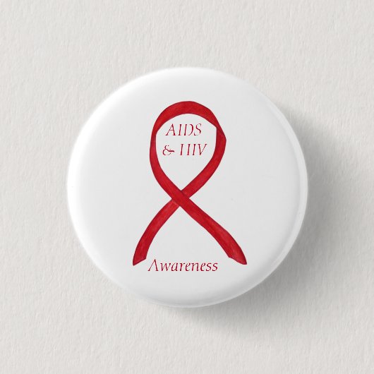 AIDS en HIV Awareness Ribbon Gepersonaliseerd Pijn Ronde Button 3,2 Cm (Voorkant)