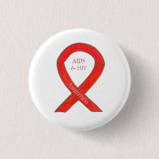 AIDS en HIV Awareness Ribbon Gepersonaliseerd Pijn Ronde Button 3,2 Cm (Voorkant)