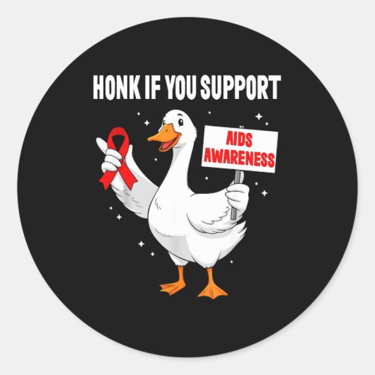 Aids_hiv Awareness Funny Goose World Aids Day Red  Ronde Sticker (Voorkant)