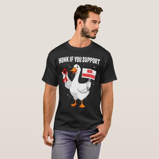 Aids_hiv Awareness Funny Goose World Aids Day Red  T-shirt (Voorkant volledig)
