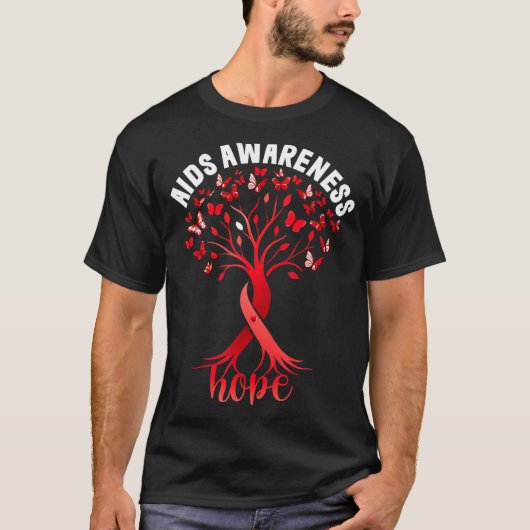 Aids_hiv Awareness World Aids Day Red Ribbon Hope T-shirt (Voorkant)