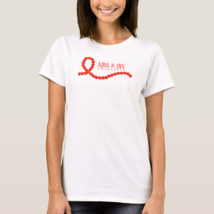 Aids & HIV Bewustzijn Rode Lintkralen T-shirt