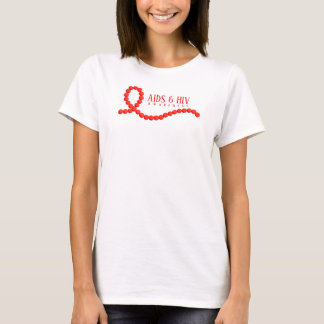 Aids & HIV Bewustzijn Rode Lintkralen T-shirt