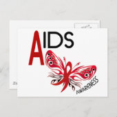 AIDS / HIV Butterfly 3 Awareness Briefkaart (Voorkant / Achterkant)
