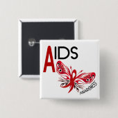 AIDS / HIV Butterfly 3 Awareness Vierkante Button 5,1 Cm (Voorkant /achterkant)