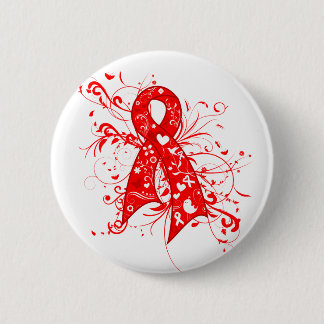 AIDS HIV Floral Swirls Ribbon Ronde Button 5,7 Cm