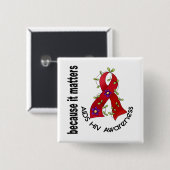 AIDS HIV Flower Ribbon 3 Vierkante Button 5,1 Cm (Voorkant /achterkant)