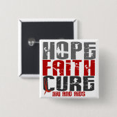 AIDS/HIV HOPE FAITH CURE VIERKANTE BUTTON 5,1 CM (Voorkant /achterkant)