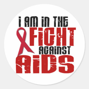 AIDS HIV in de strijd 1 Ronde Sticker