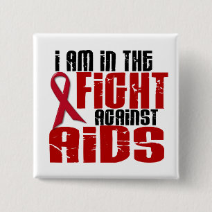 AIDS HIV in de strijd 1 Vierkante Button 5,1 Cm
