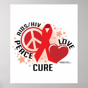 Aids/HIV Peace Love Cure Poster