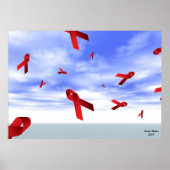 Aids-linten die in het Poster van de Sky drijven (Voorkant)