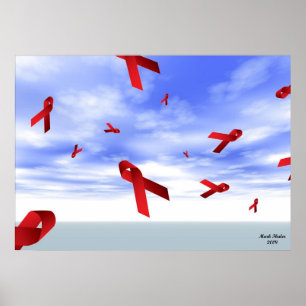 Aids-linten die in het Poster van de Sky drijven