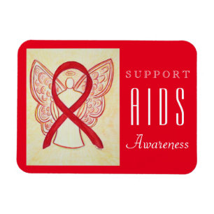 AIDS Red Awareness Ribbon Angel Custom Gift Magnet Magneet