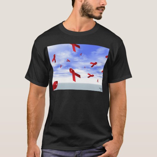 Aids Ribbons die in de hemel drijven T-shirt (Voorkant)