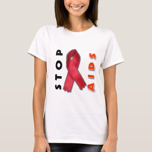 AIDS stoppen (zijkant) T-shirt (Voorkant)