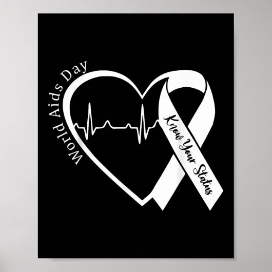 AIDS Support Red Ribbon Wereld Aids Dag HIV Aids A Poster (Voorkant)