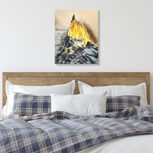 Aiguille des Deux Aigles Sunrise, Chamonix Canvas Afdruk (Insitu (Slaapkamer))