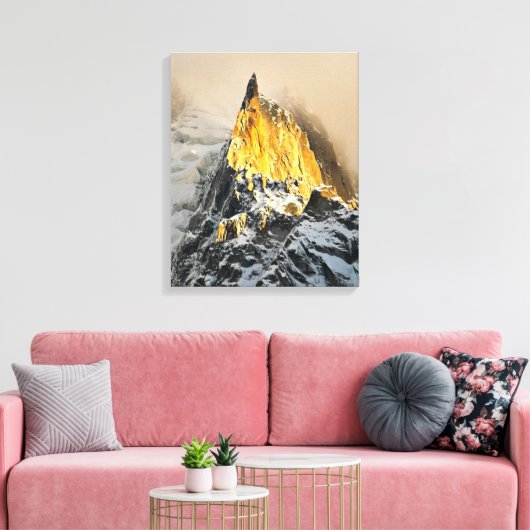 Aiguille des Deux Aigles Sunrise, Chamonix Canvas Afdruk (Insitu (Woonkamer))