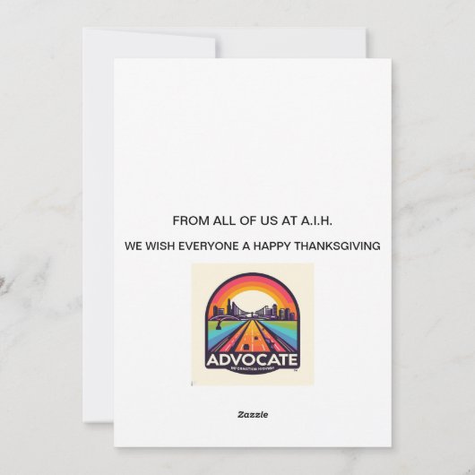 AIH Kerstkaart van de dankdag (Achterkant)