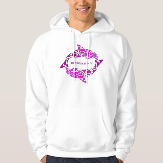 Aihe (Dolphins) Hoodie of T-shirt - Roze op wit (Voorkant)