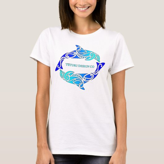 Aihe (Dolphins) T-shirt of Hoodie - Blauw op wit (Voorkant)