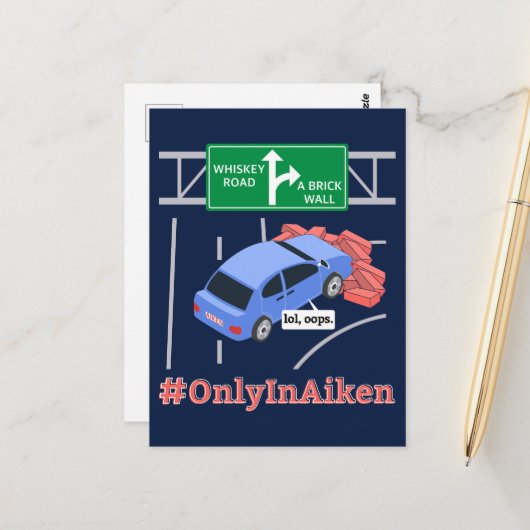 Aiken, SC, Brick Wall Meme Briefkaart (Voorkant / Achterkant in situ)