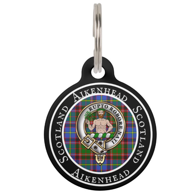 Aikenhead Badge/Tartan Personalized People ID Labe Huisdierpenning (Voorkant)