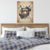 Aikenhead Clan Badge Crossed Swords Canvas Print (Insitu (Slaapkamer))