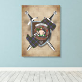 Aikenhead Clan Badge Crossed Swords Canvas Print (Insitu (Houten vloer))